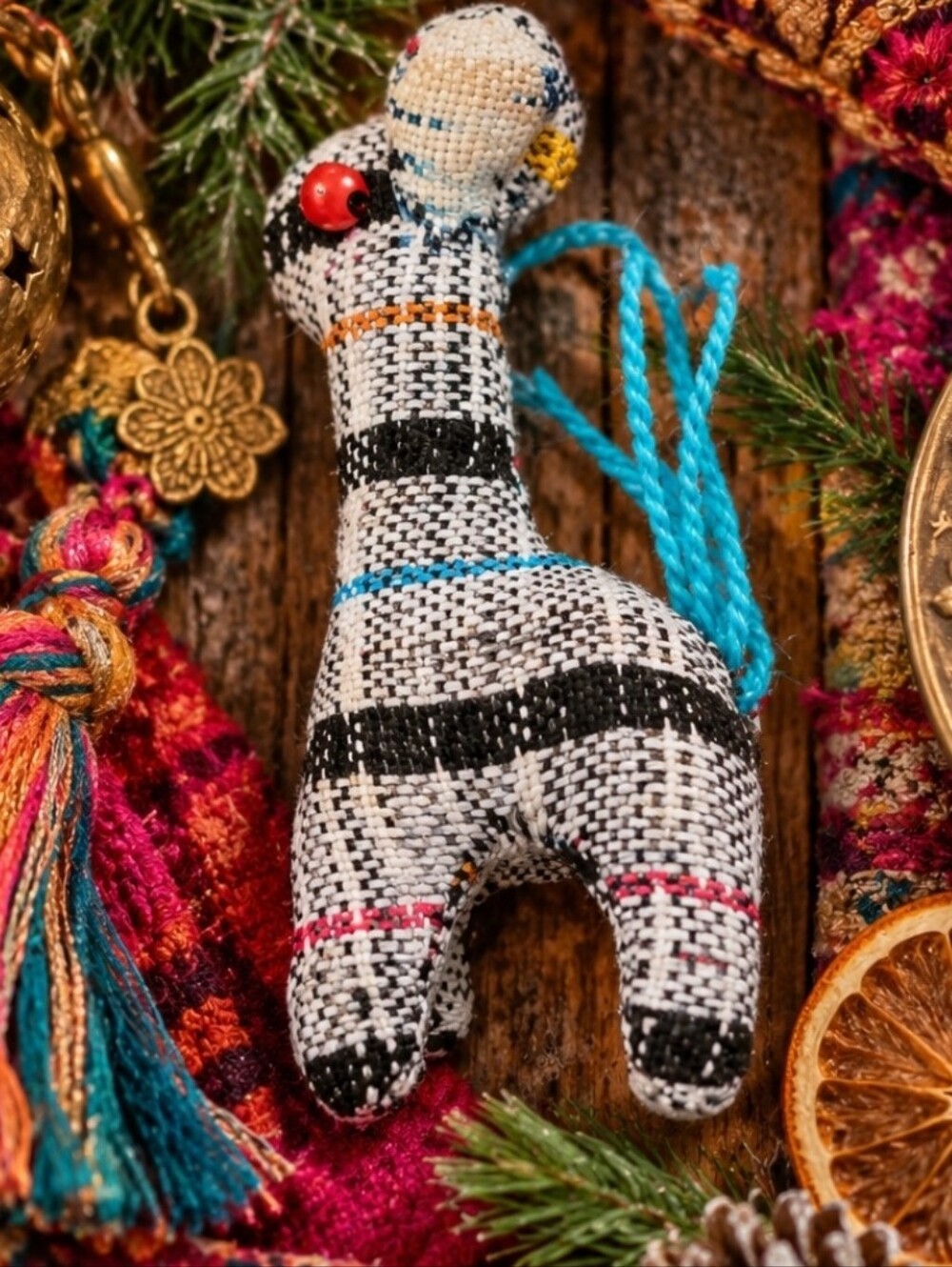 4/$15 3" Woven Llama Ornament • Boho Folk Art Western Eclectic Maximalist Decor
